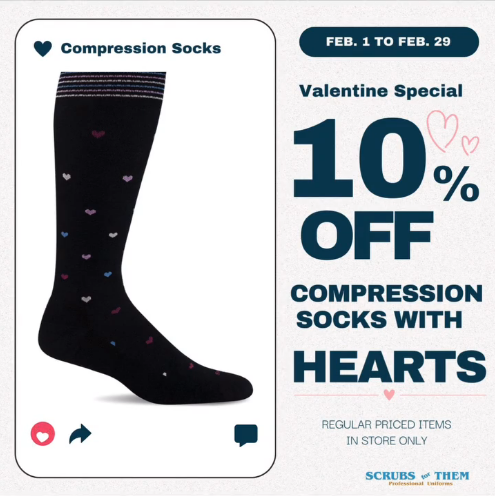 10% Off Compression Socks with Hearts